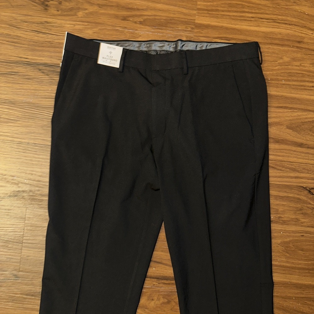 Kenneth Cole Reaction Mens Stretch Slim Fit Dress Pant Trouser 36X32 Black NWT